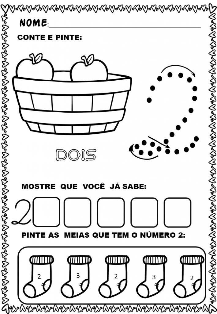 % Atividades matemática para o infantil de 1 a 10