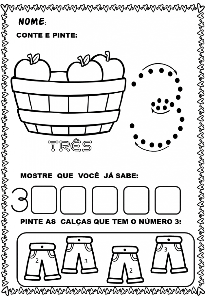 % Atividades matemática para o infantil de 1 a 10