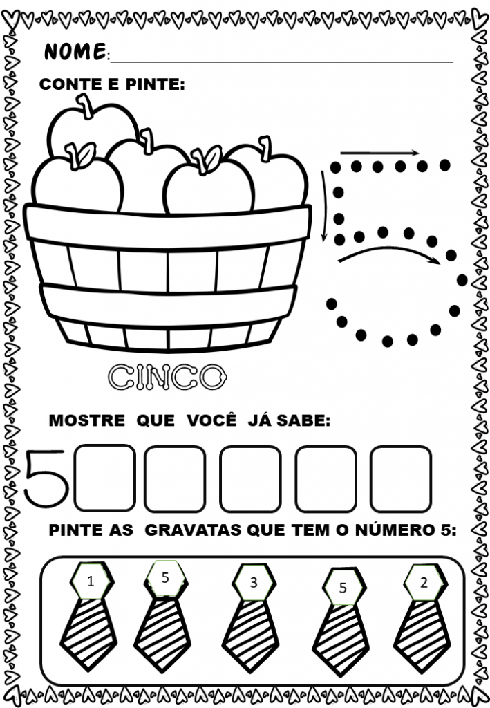 % Atividades matemática para o infantil de 1 a 10