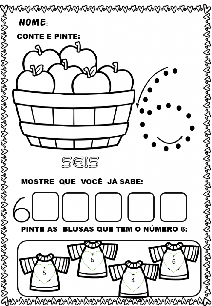 % Atividades matemática para o infantil de 1 a 10