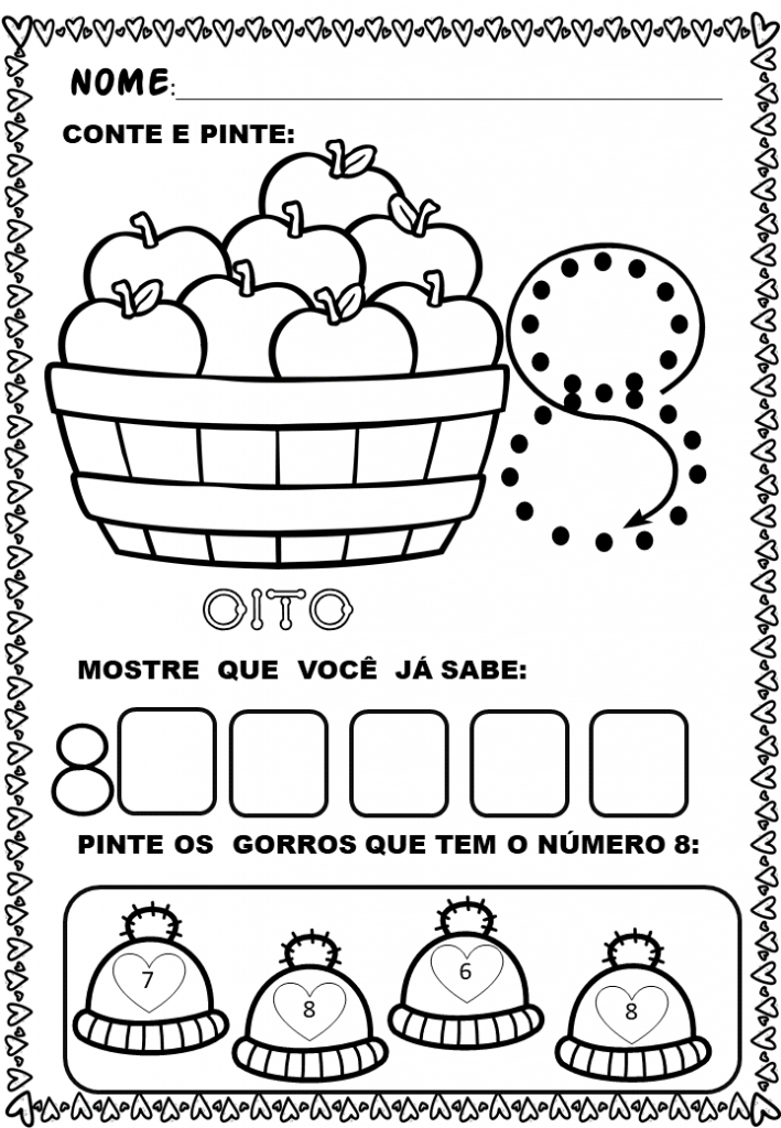 % Atividades matemática para o infantil de 1 a 10