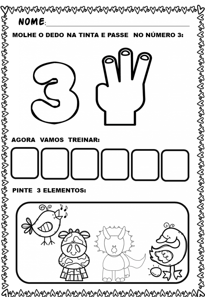 % Atividades matemática para o infantil de 1 a 10