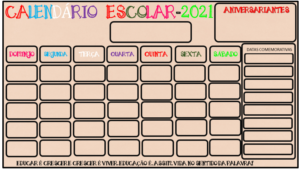 % Calendário para sala de aula (móvel) para sala de aula 2021