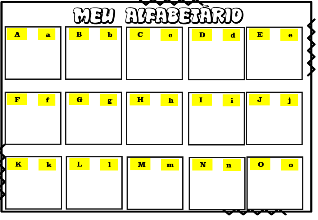 atividade com as letras do alfabeto