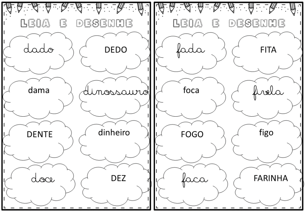 % Ficha de leitura e desenho 1