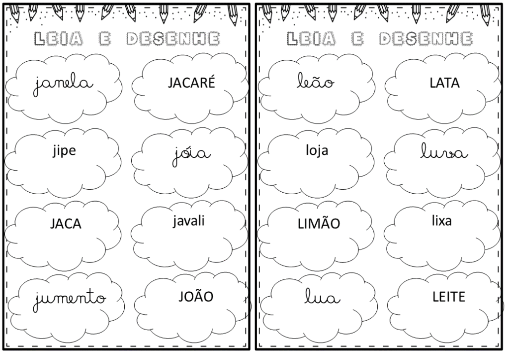 % Ficha de leitura e desenho 1