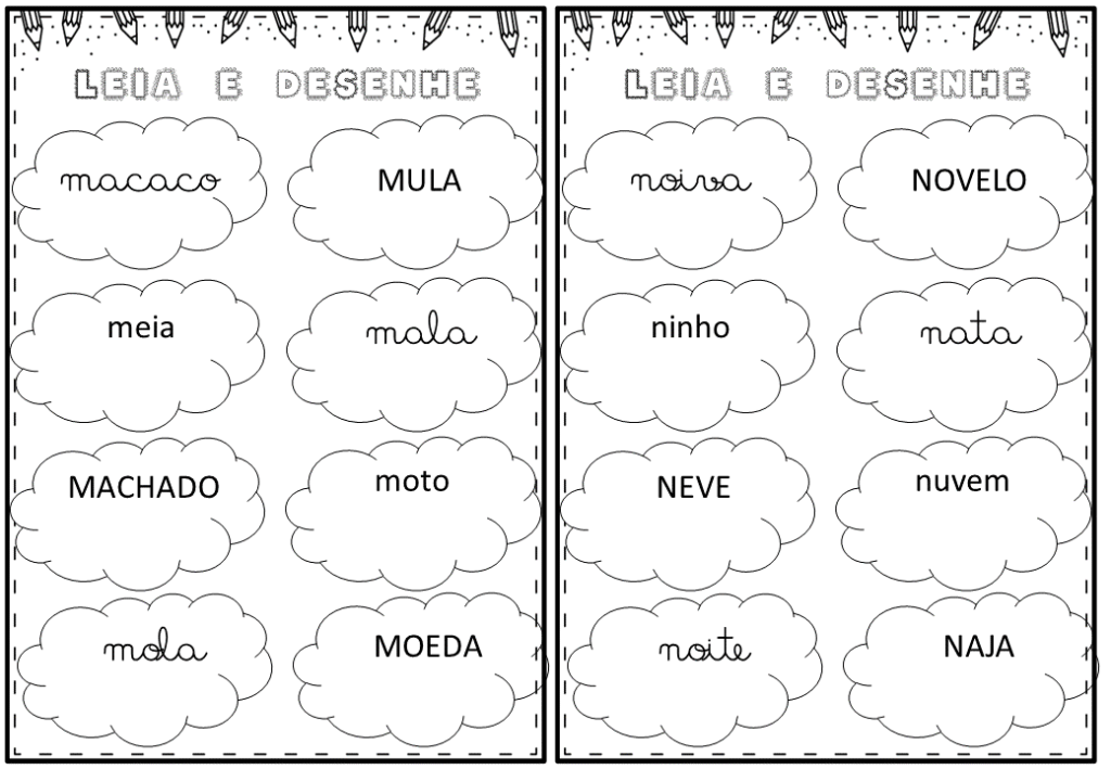% Ficha de leitura e desenho 1