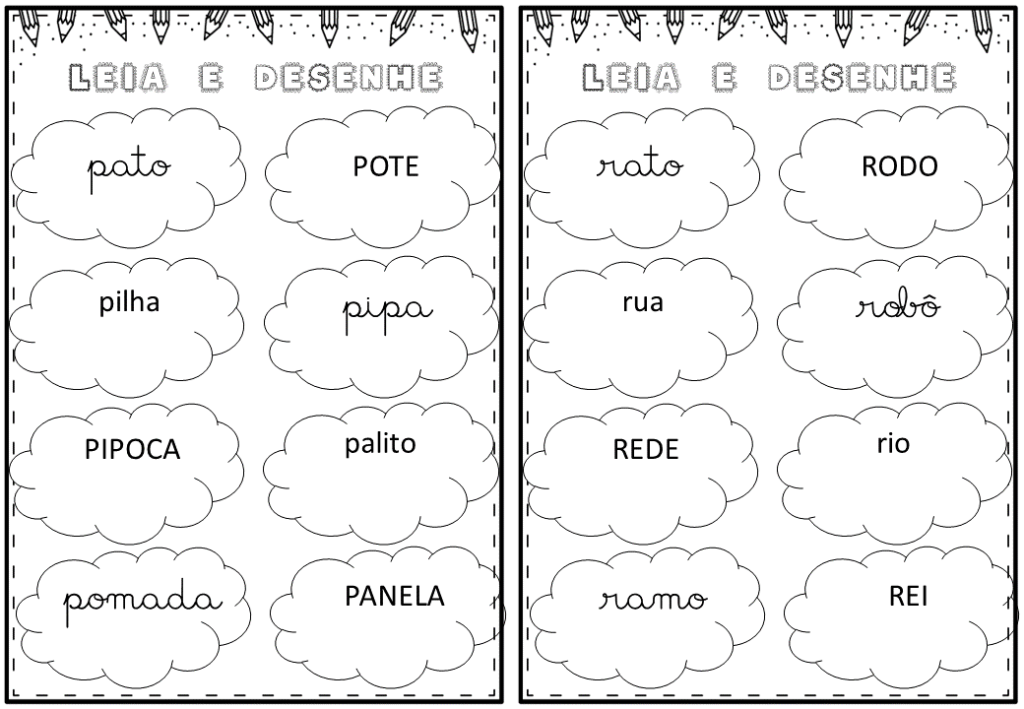 % Ficha de leitura e desenho 1