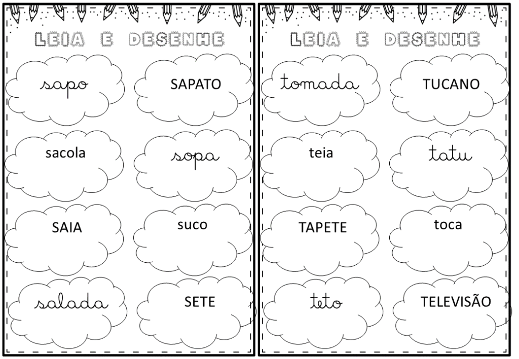 % Ficha de leitura e desenho 1