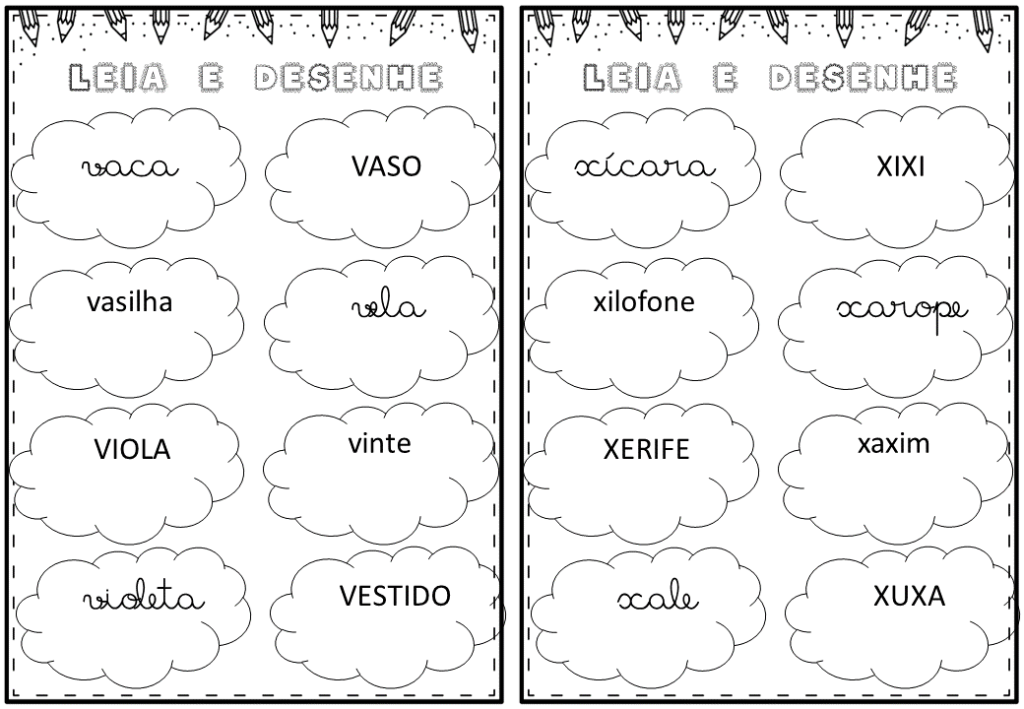 % Ficha de leitura e desenho 1