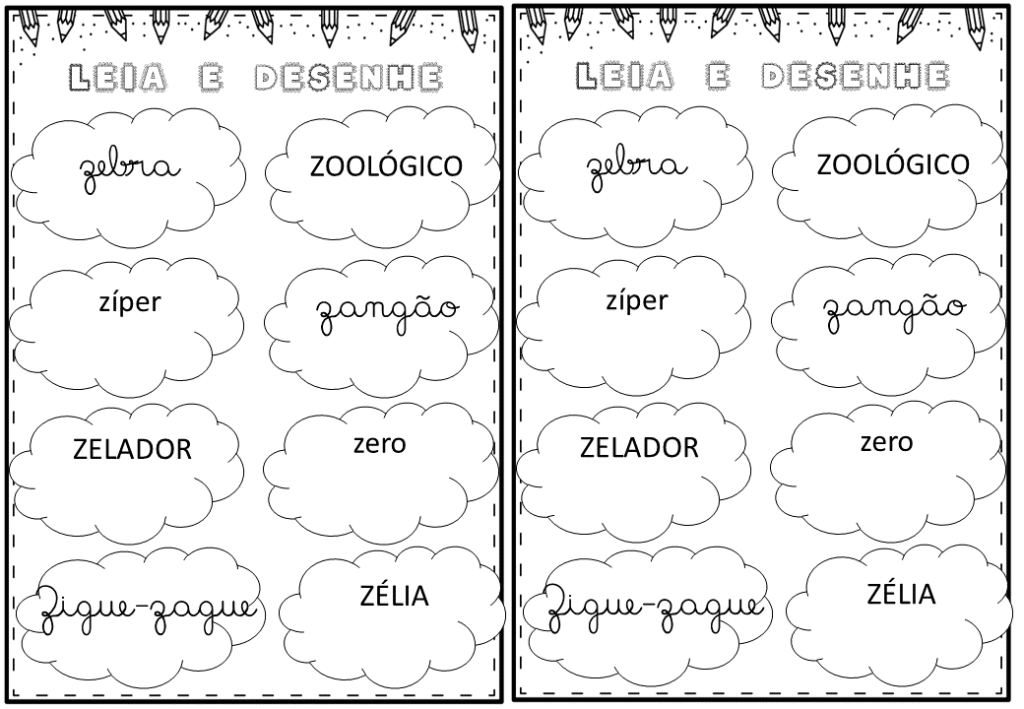 Ficha de leitura e desenho 1 10 % Ficha de leitura e desenho 1
