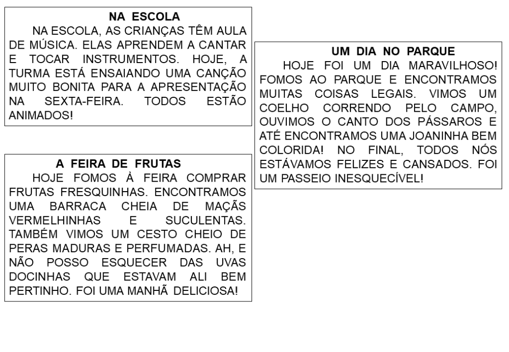 % Textos curtos encontros vocalicos2
