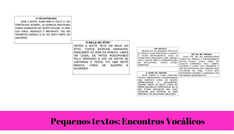 % Textos curtos encontros vocalicos2