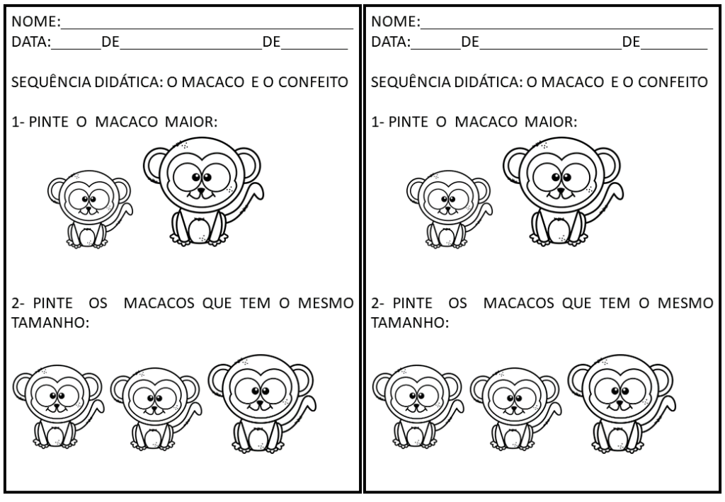 % ATIVIDADES O MACACO E O CONFEITO 1
