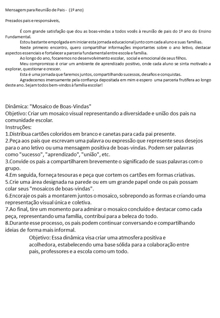 Modelo de pauta, reunião de pais 2024 7 % Modelo de pauta, reunião de pais 2024