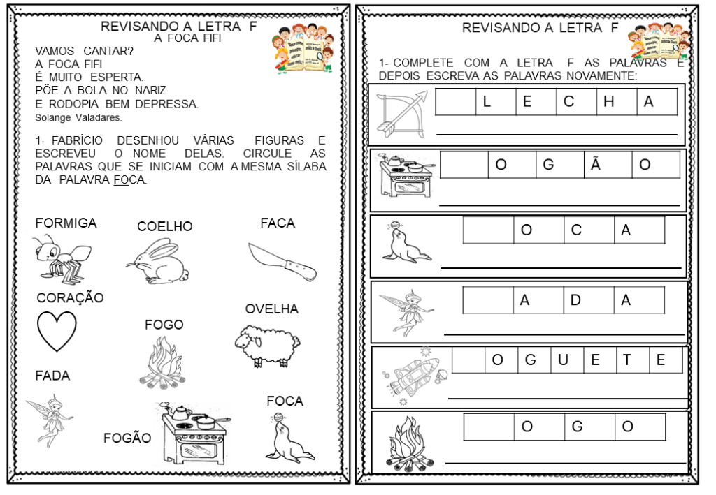 % Atividades letra F 2024