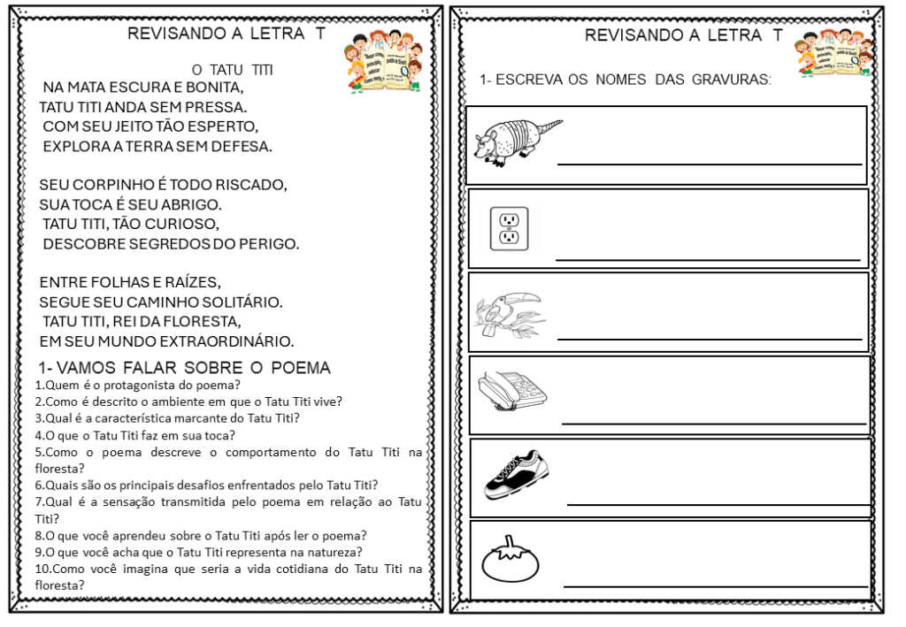 % Atividades com a Letra T 2024