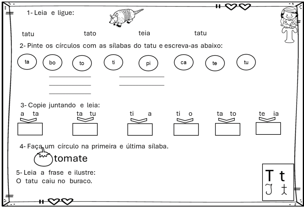 % Atividades com a Letra T 2024