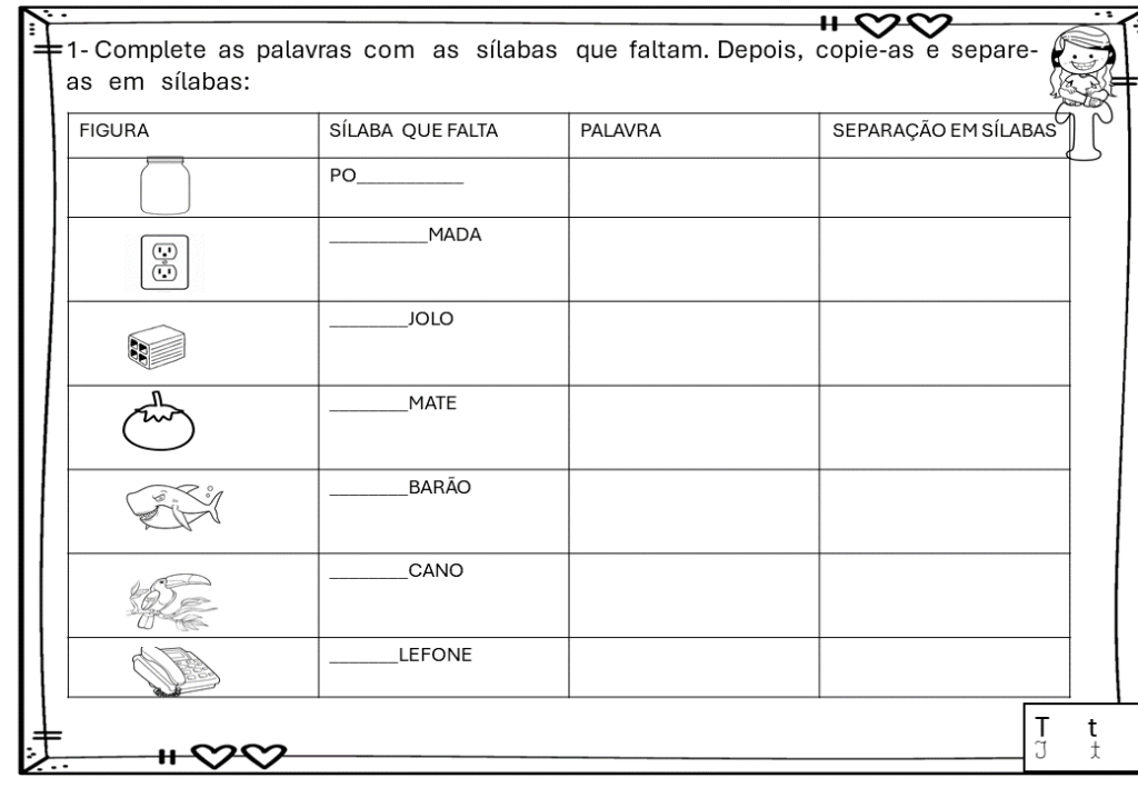 % Atividades com a Letra T 2024
