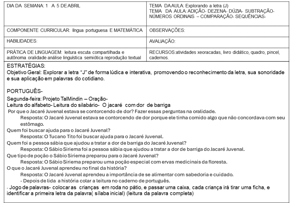 letra J Planejamento letra J 2024 2 planejamento letra j