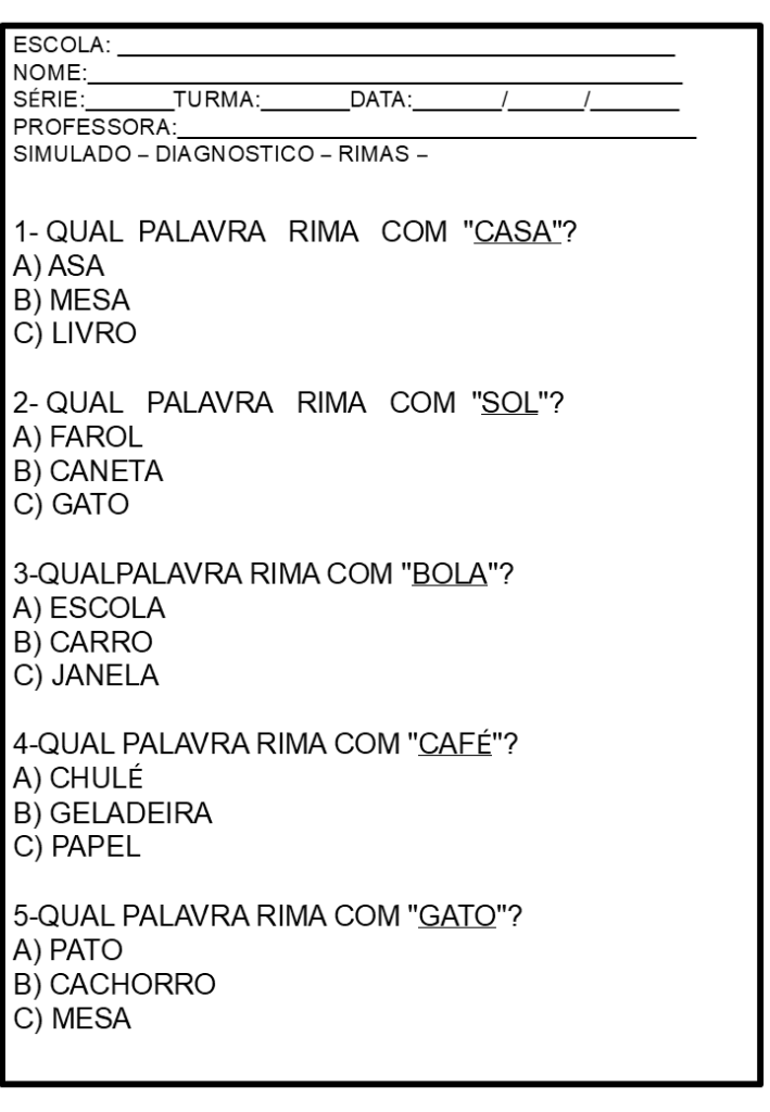 % Simulados diagnósticos 1 ano