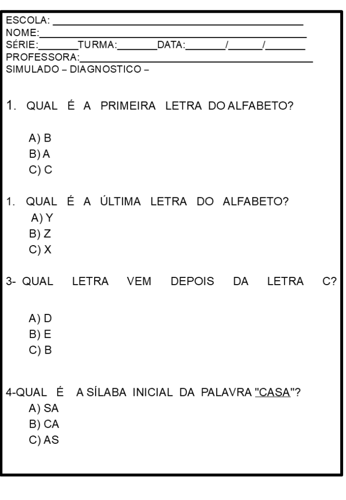 % Simulados diagnósticos 1 ano